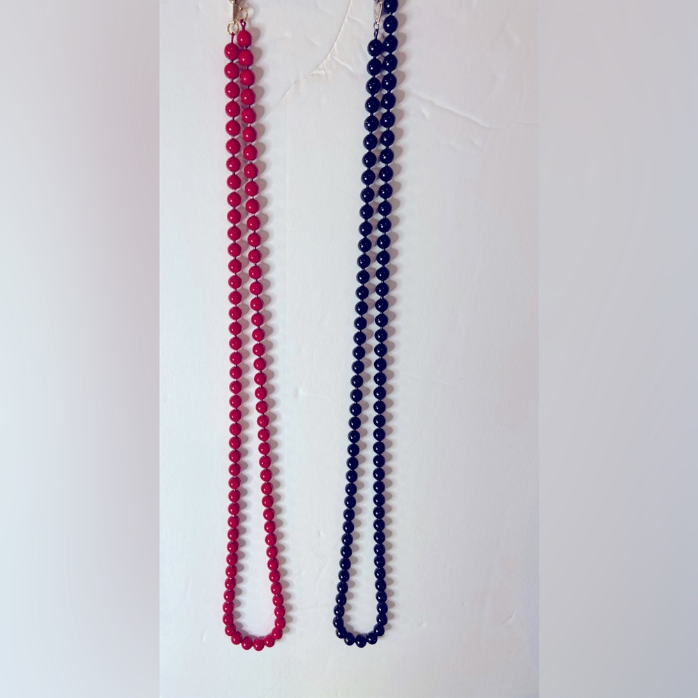 Vintage heavy beads (2) Red,Black both 12” in length very nice shape